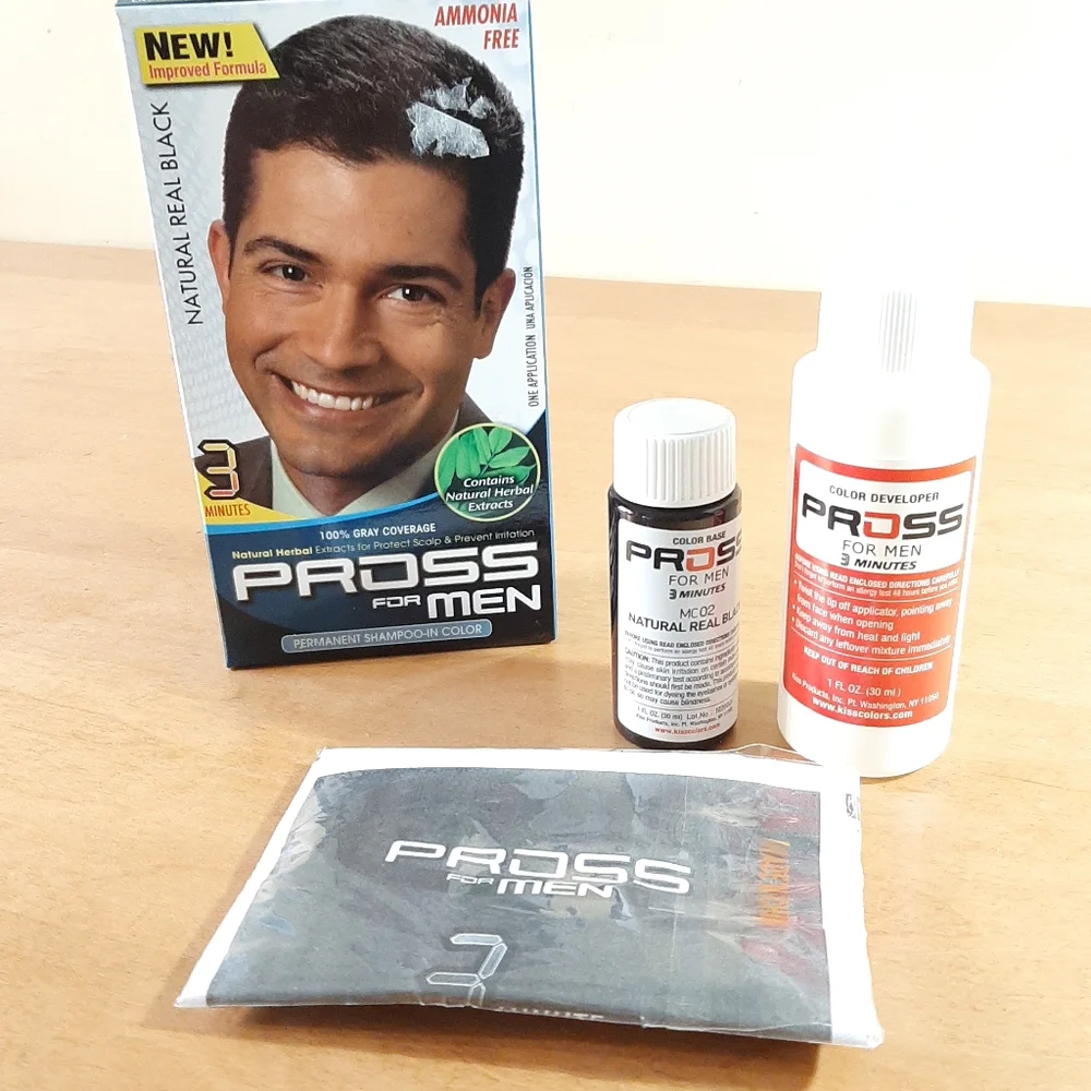 Permanent shampoo-in color for men,  real black NWT